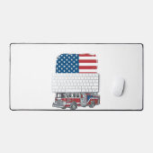 愛国消防車アメリカ国旗ビンテージTシャツ_1 デスクマット (キーボード&マウス)