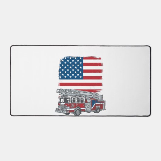 愛国消防車アメリカ国旗ビンテージTシャツ_1 デスクマット (正面)