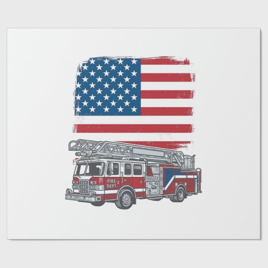 愛国消防車アメリカ国旗ビンテージTシャツ_1 ラッピングペーパー (フラット)