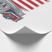 愛国消防車アメリカ国旗ビンテージTシャツ_1 ラッピングペーパー (角)