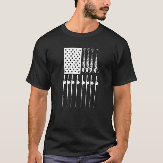 愛国漁師 アメリカ国旗 誇り高きアメリカの漁師たち Tシャツ (正面)
