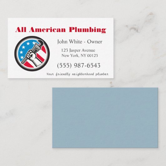 愛国漫画配管工の男性配管サービス 名刺 (正面/裏面)