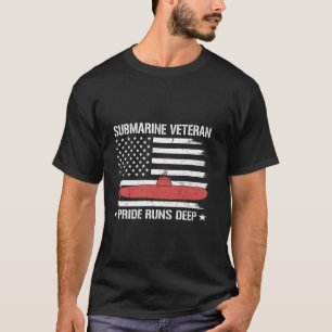 愛国潜水艦退役軍人走プライド深い国旗U Tシャツ