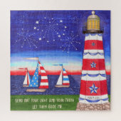 愛国灯台と帆船感動的 ジグソーパズル (縦)