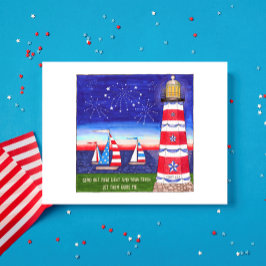 愛国灯台と帆船感動的 ポストカード