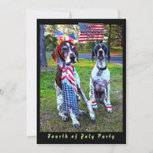 愛国犬と花火の独立記念日パーティー カード (正面)