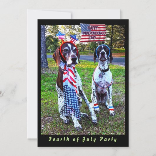 愛国犬と花火の独立記念日パーティー カード (正面)