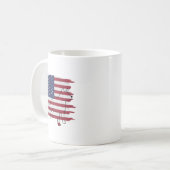 愛国犬アメリカ国旗のヴィンテージ コーヒーマグカップ (正面左)