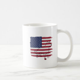 愛国犬アメリカ国旗のヴィンテージ コーヒーマグカップ