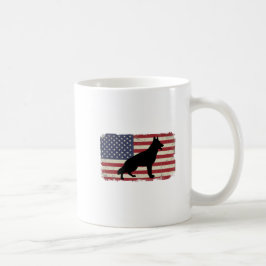 愛国犬アメリカ国旗のヴィンテージ コーヒーマグカップ