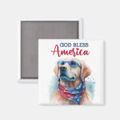 愛国犬ゴールデンレトリバー マグネット (正面/裏面)