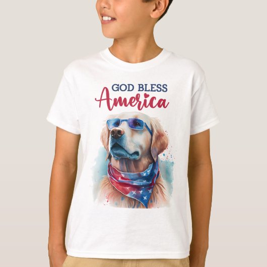 愛国犬ゴールデンレトリバー Tシャツ (正面)