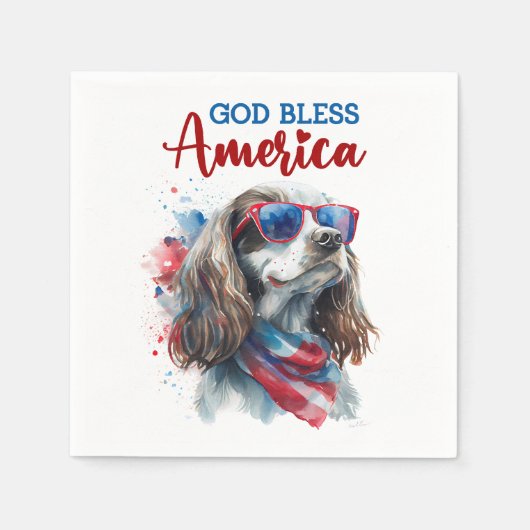 愛国犬スパニエル犬 スタンダードカクテルナプキン (正面)