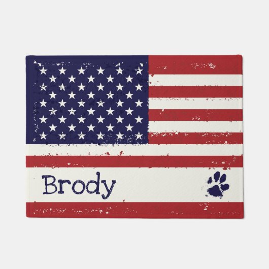 愛国犬ランチョンマット – 米国国旗 ドアマット (正面)