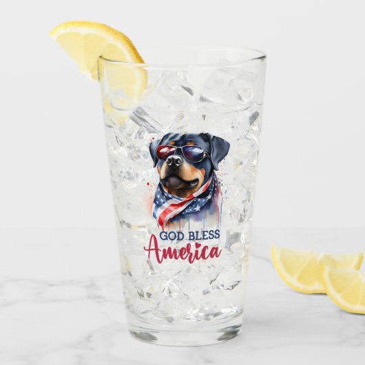 愛国犬ロットワイラー タンブラーグラス (アイス正面)