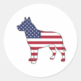 愛国犬愛米国国旗のデザイン7月4日 ラウンドシール