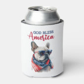 愛国犬 – ブフランスのルドッグ 缶クーラー (缶正面)