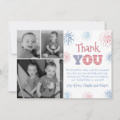 愛国独立記念日の花火双生写真 サンキューカード (正面)