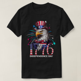 愛国独立記念日1776年イーグル花火 Tシャツ