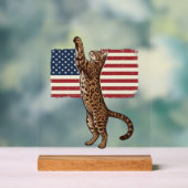 愛国猫アメリカ国旗ビンテージ風ベクター デザイン_ アクリルサイン (ニュートラル)