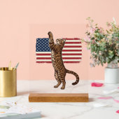 愛国猫アメリカ国旗ビンテージ風ベクター デザイン_ アクリルサイン (ウェディング)