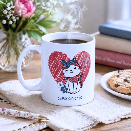 愛国猫モノグラム コーヒーマグカップ