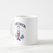 愛国猫人魚Tシャツデザイン Mermeowica_1 コーヒーマグカップ (正面左)