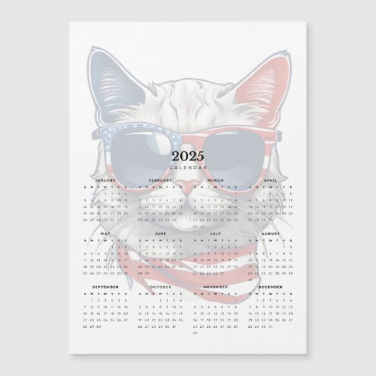 愛国猫赤白青2025磁石カレンダー (正面)