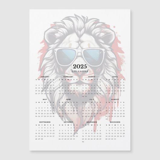 愛国獅子赤白青2025磁石カレンダー (正面)