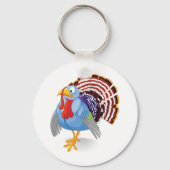 愛国的おもしろいな羽を持つ青い漫画のトルコ キーホルダー (正面)