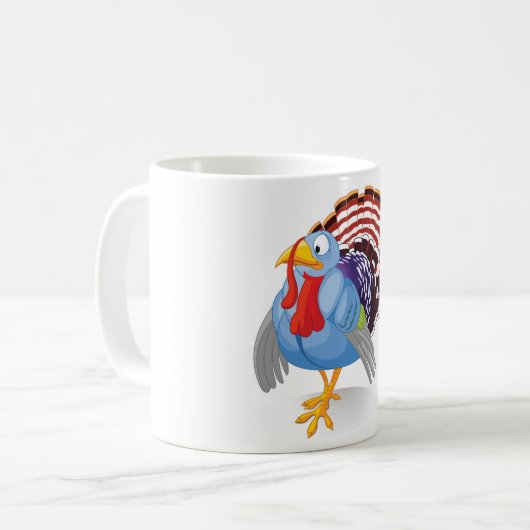 愛国的おもしろいな羽を持つ青い漫画のトルコ コーヒーマグカップ (正面左)