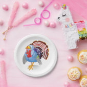 愛国的おもしろいな羽を持つ青い漫画のトルコ ペーパープレート (パーティー)