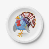 愛国的おもしろいな羽を持つ青い漫画のトルコ ペーパープレート (正面)