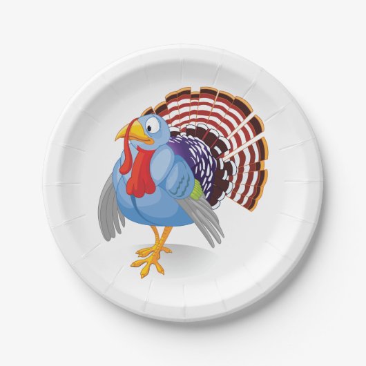 愛国的おもしろいな羽を持つ青い漫画のトルコ ペーパープレート (正面)