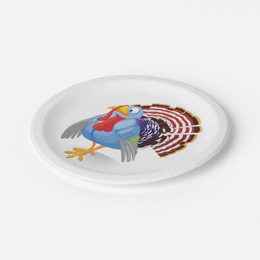 愛国的おもしろいな羽を持つ青い漫画のトルコ ペーパープレート (アングル)