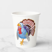 愛国的おもしろいな羽を持つ青い漫画のトルコ 紙コップ (正面)