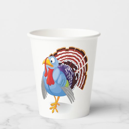 愛国的おもしろいな羽を持つ青い漫画のトルコ 紙コップ (正面)