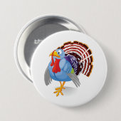 愛国的おもしろいな羽を持つ青い漫画のトルコ 缶バッジ (正面&裏面)