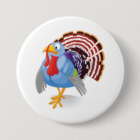 愛国的おもしろいな羽を持つ青い漫画のトルコ 缶バッジ (正面)