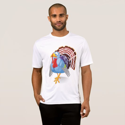 愛国的おもしろいな羽を持つ青い漫画のトルコ Tシャツ (正面フル)