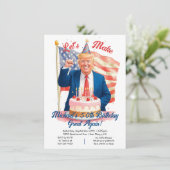 愛国的おもしろいトランプ誕生祝い 招待状 (スタンド正面)