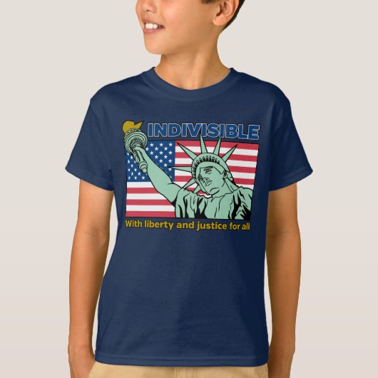 愛国的で不可分な自由と正義 Tシャツ (正面)