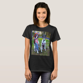 愛国的なお祝いパーティードッグスウィメンズTシャツ Tシャツ