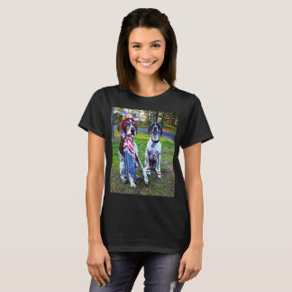 愛国的なお祝いパーティードッグスウィメンズTシャツ Tシャツ
