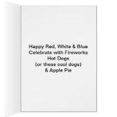 愛国的なお祝いパーティー犬と花火カード (内側 (右))