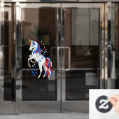 愛国的なかわいい赤白青アメリカ・ユニコーン ウィンドウサイン (オフィスドア)