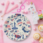 愛国的なアイコン – 自由の女神，旗(2) ペーパープレート (パーティー)