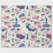 愛国的なアイコン – 自由の女神，旗(2) ラッピングペーパー (フラット)