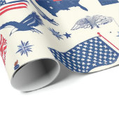愛国的なアイコン – 自由の女神，旗(2) ラッピングペーパー (ロールコーナー)