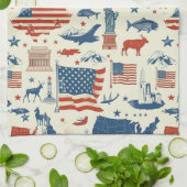 愛国的なアイコン – 自由の女神,旗(3) キッチンタオル (折り畳み)